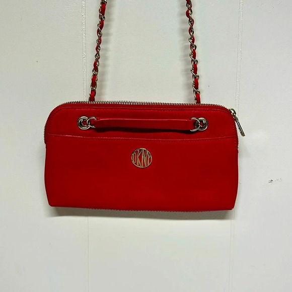 Dkny Handbags - DKNY red Chain Handbag Saffiano Leather Excellent Condition shoulder bag